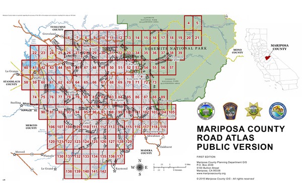 Map of the Mariposa County ambulance service area